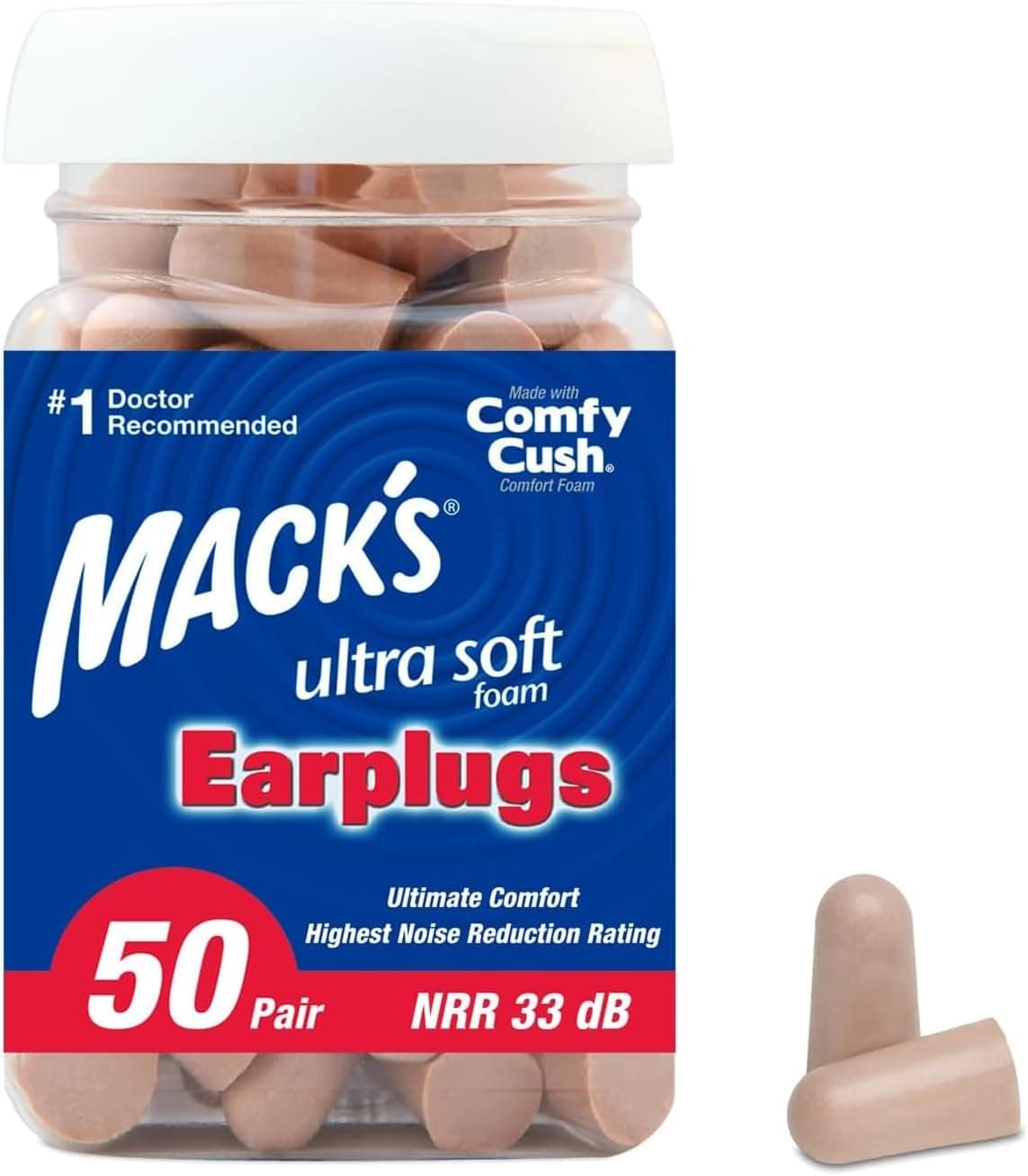 Mack's Ultra Soft Foam Earplugs 50 Pair 33dB