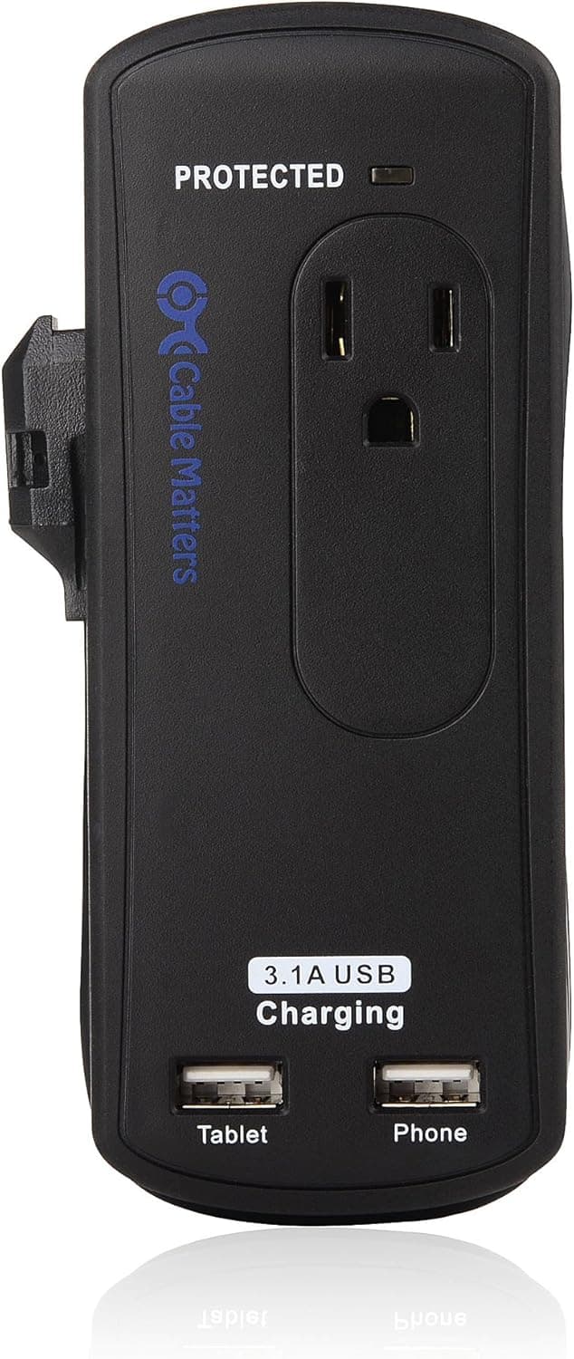 Cable Matters 2 Outlet Surge Protector Power Strip with USB Dual Port 3.4 Amp Charging
