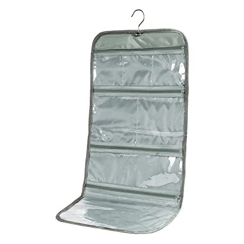 WODISON Foldable Clear Hanging Travel Toiletry Bag Cosmetic Organiser Storage, Grey, One Size
