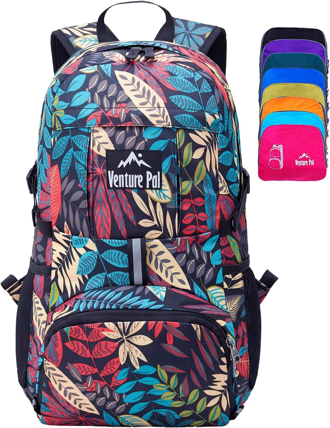 Venture Pal Lightweight Packable Durable Travel Hiking Backpack Daypack (Black Leaf)