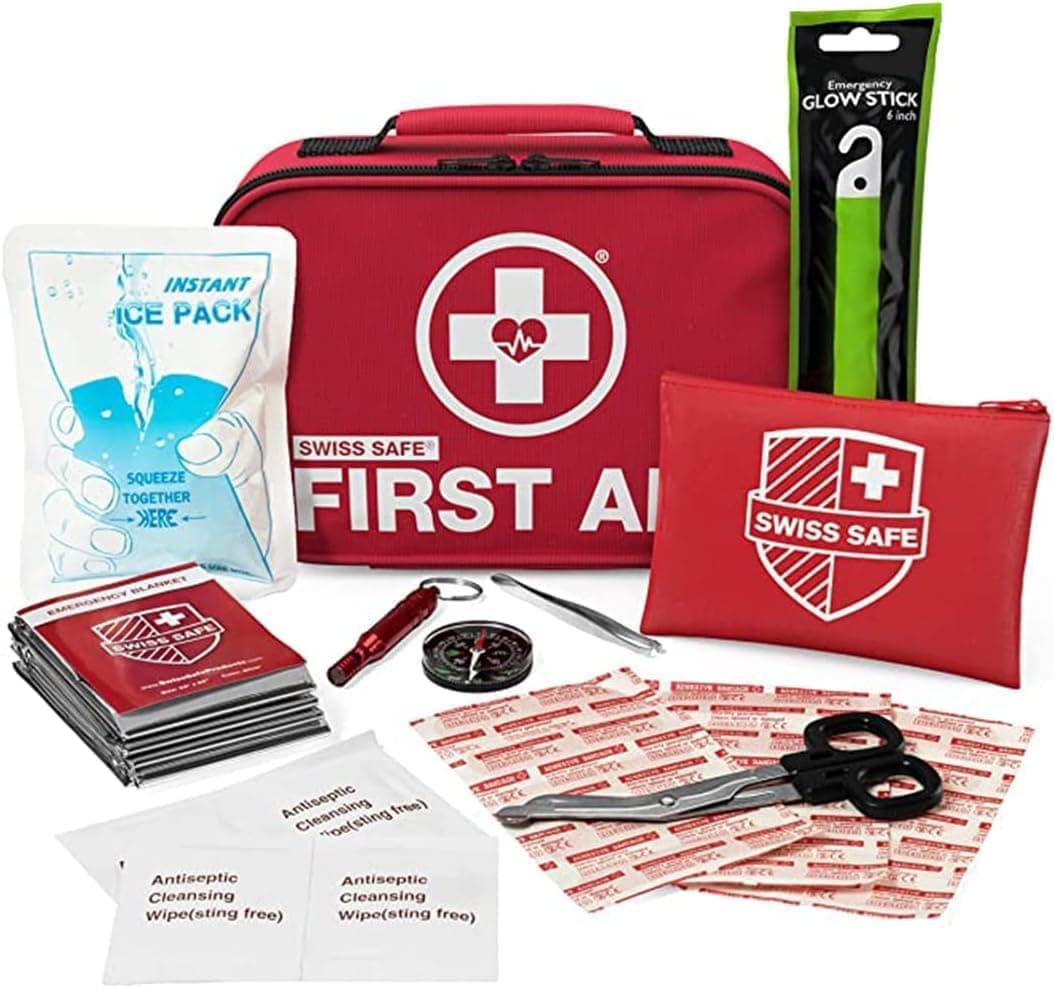 Swiss Safe 2-in-1 First Aid Kit (120+32 Pcs) with Bonus Mini Kit for Travel, Camping and Emerge