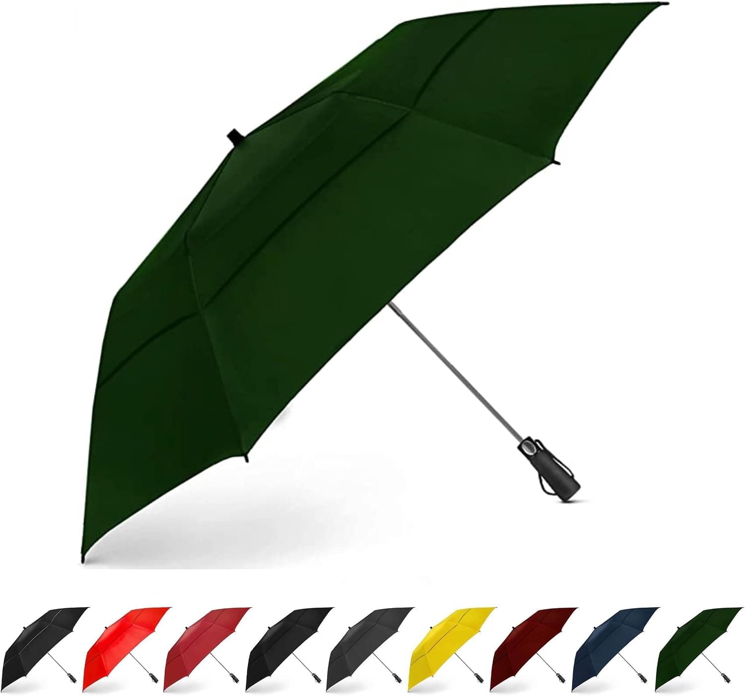 EEZ-Y Compact Travel Golf Umbrella, 58 Inch Collapsible Windproof Umbrella w/Double Canopy