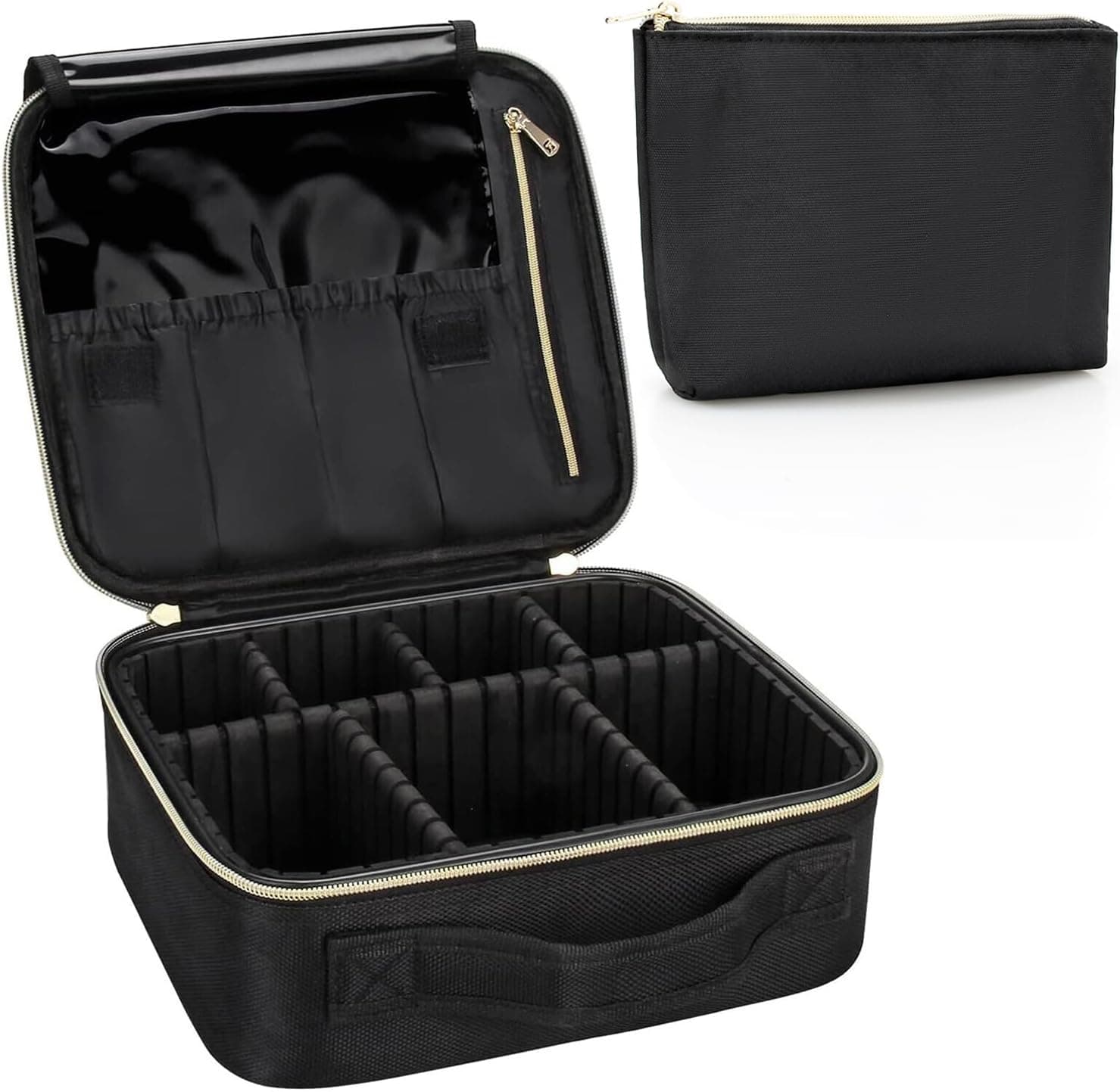 Chomeiu Travel Makeup Case, Professional Cosmetic Makeup Bag Organizer, Accessories Case, Tools Case (Small, Black)