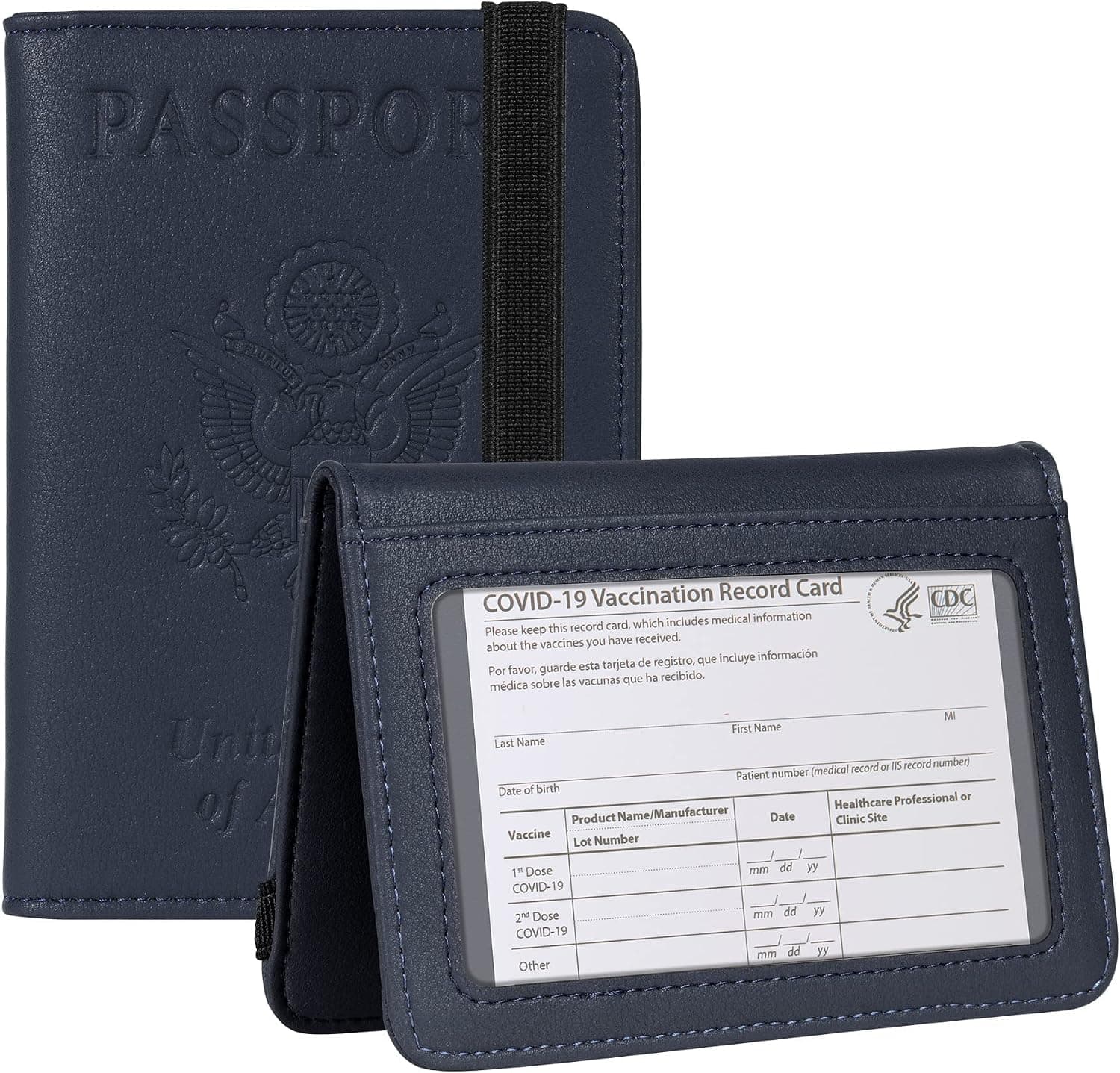 Travelambo RFID Blocking Leather Passport Holder (Navy)