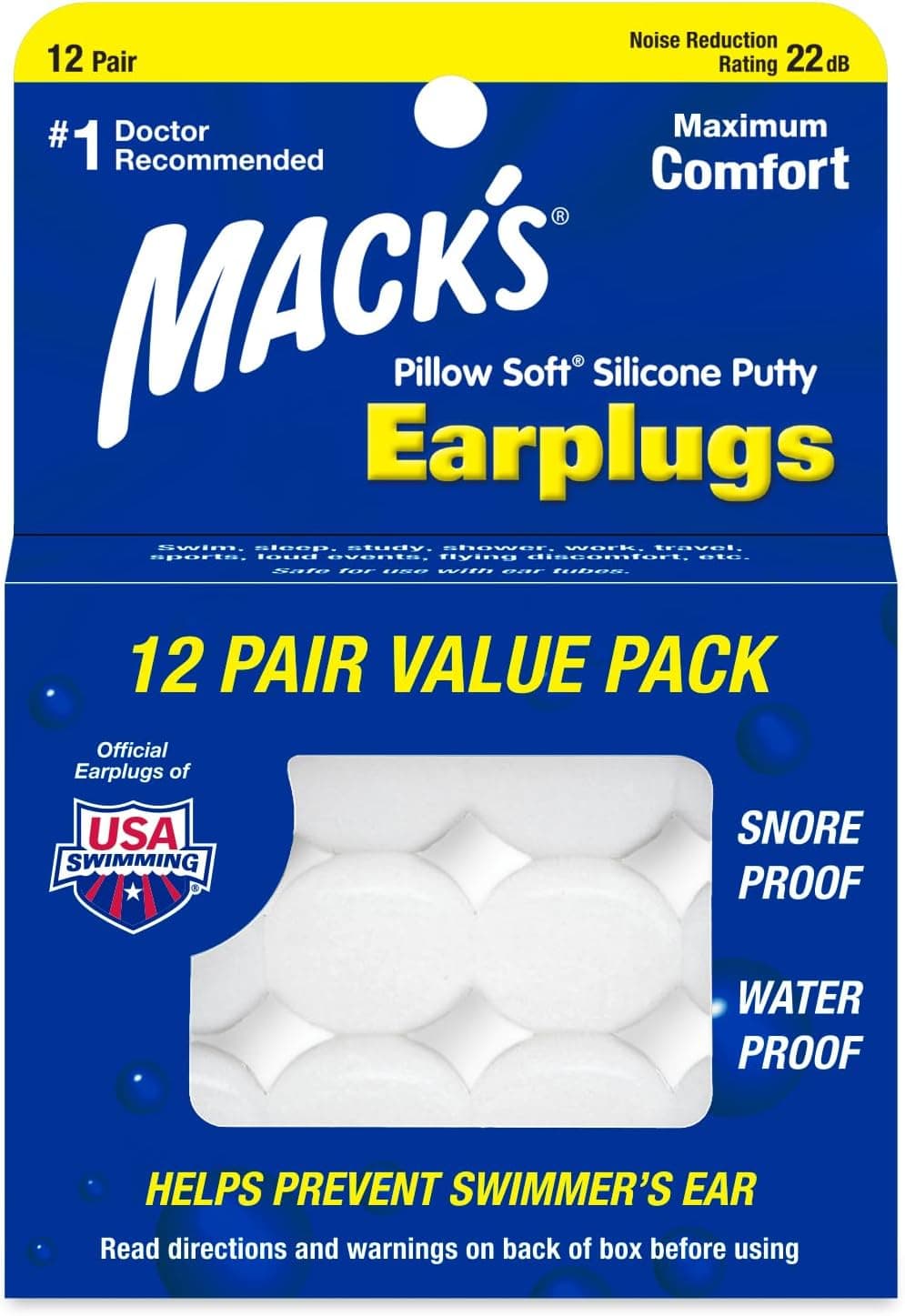 Mack's Pillow Soft Silicone Earplugs 12 Pair