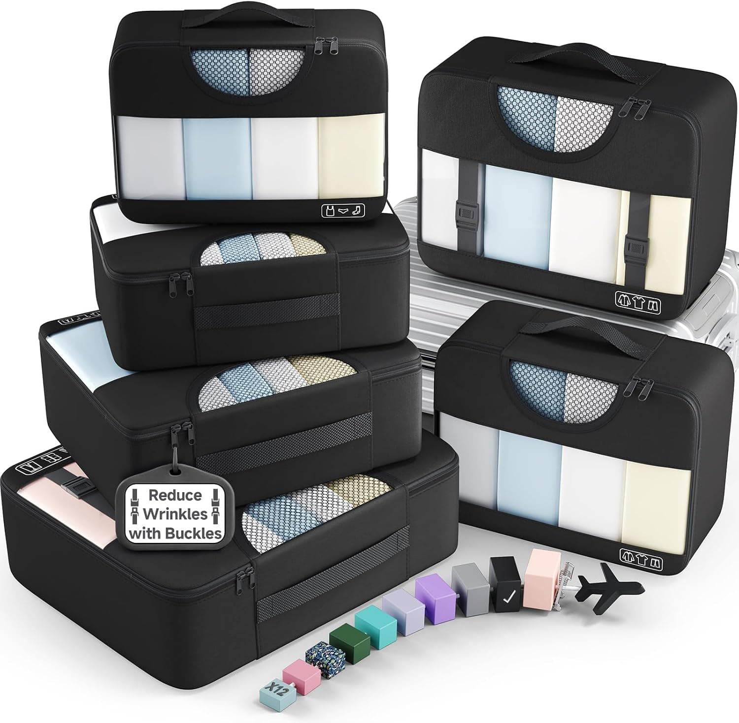 Veken 6 Set Packing Cubes for Travel, 4 Sizes