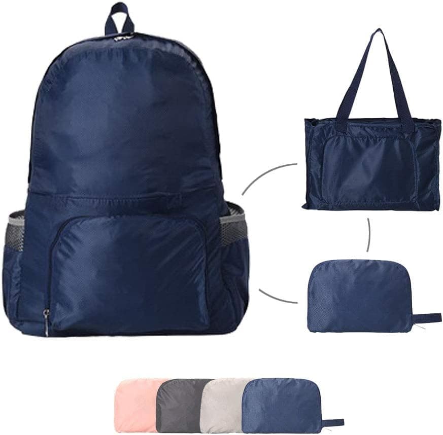 Travel Lite Foldable Lightweight Water Resistant Packable Travel Backpack Daypack (Navy Blue)