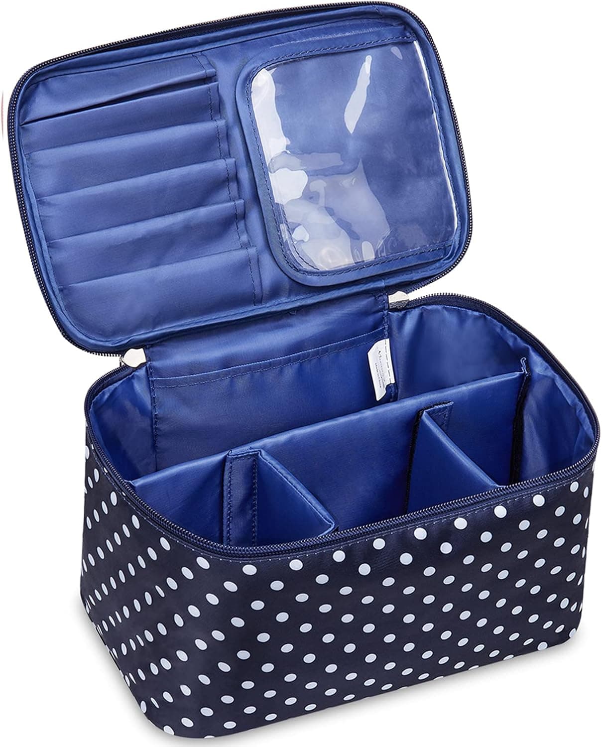Travel Makeup Bag Large Cosmetic Bag Make up Case Organizer for Women and Girls (Large, Polka Dot)