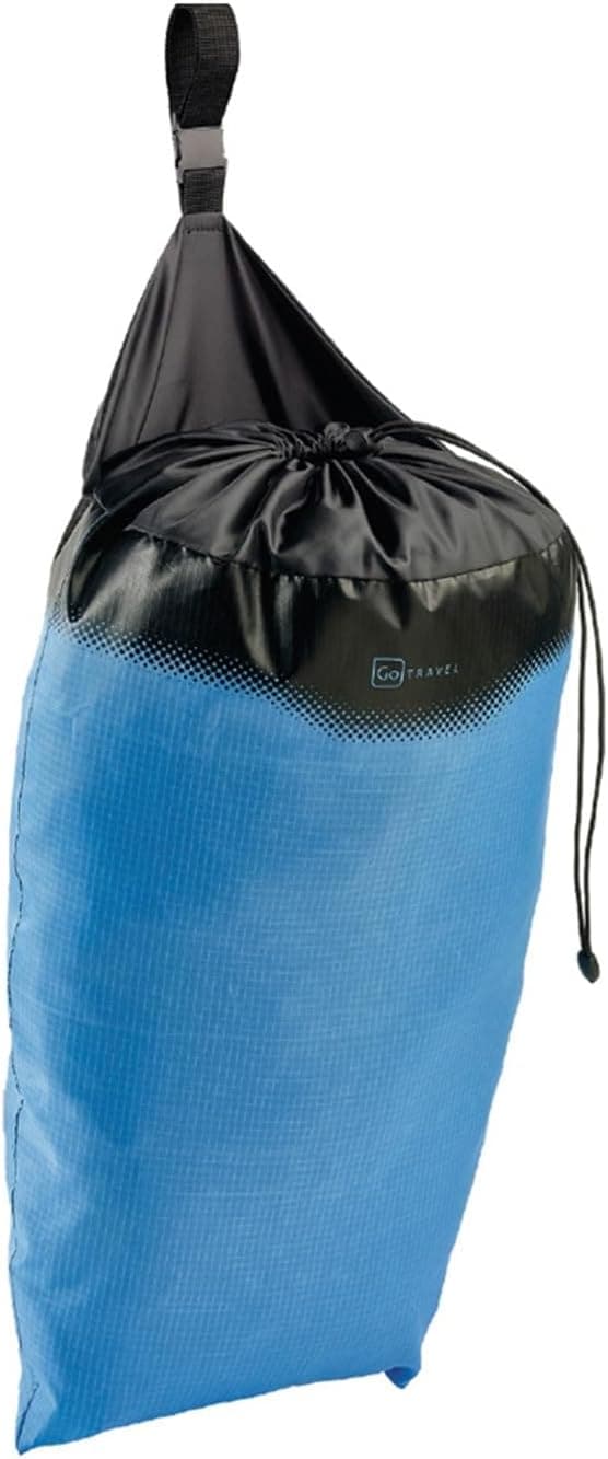 Go Travel Laundry Bag, Drawstring Bag to Compartmentalize Dirty Laundry and Clean Clothes, Washable, Polyester Laundry Bag, Travel Essentials, Blue, 15 Liters