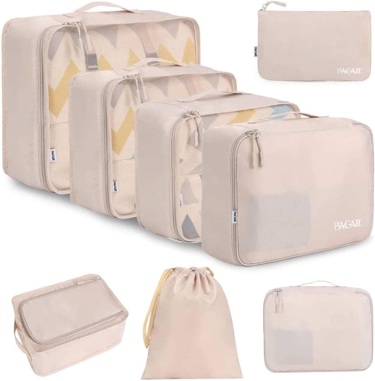 BAGAIL 8 Set Packing Cubes (Cream)
