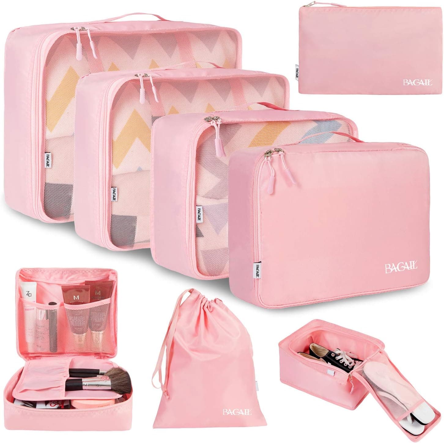 BAGAIL 8 Set Packing Cubes (Blush Pink)