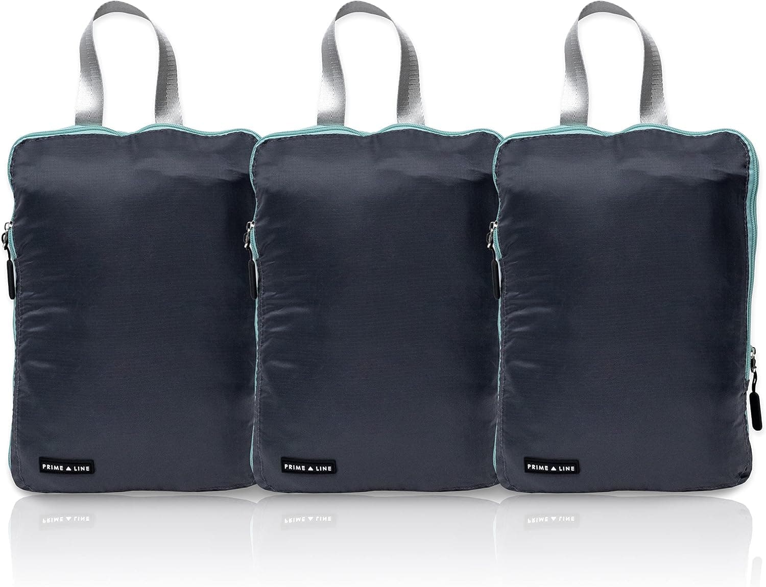 Compression Packing Cubes Travel, 3 Pack Reusable Ultralight Nylon Suitcase Organizers (Navy, Large)