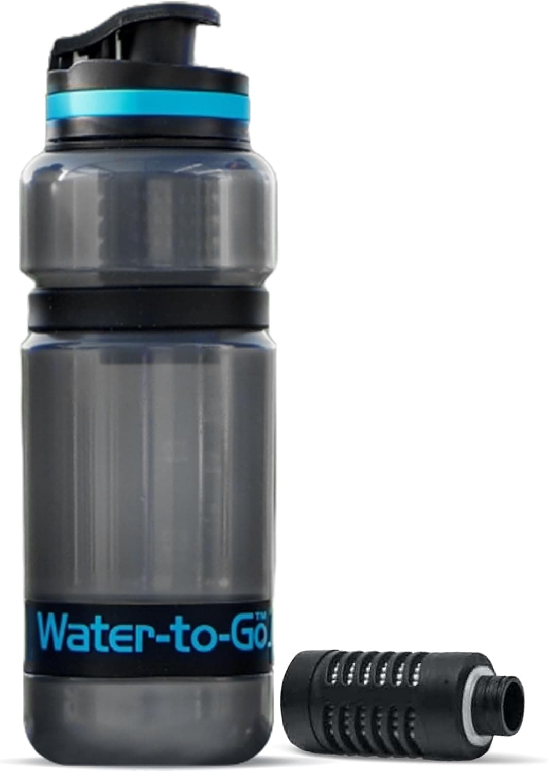Water-to-Go 20oz/60cl Filtered Water Bottle with 3-in-1 Purifier Filter, BPA-Free (Blue)