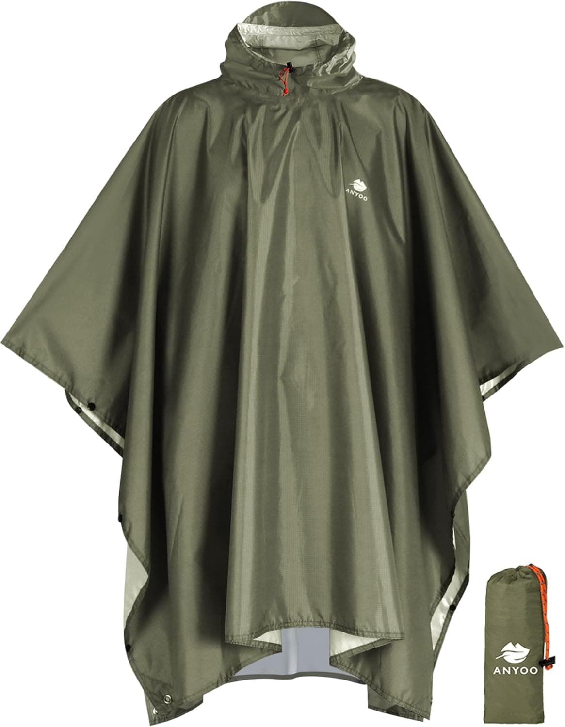 ANYOO Hooded Rain Poncho for Adults Waterproof Lightweight Reusable Rain Jacket for Emergency Camping Outdoor