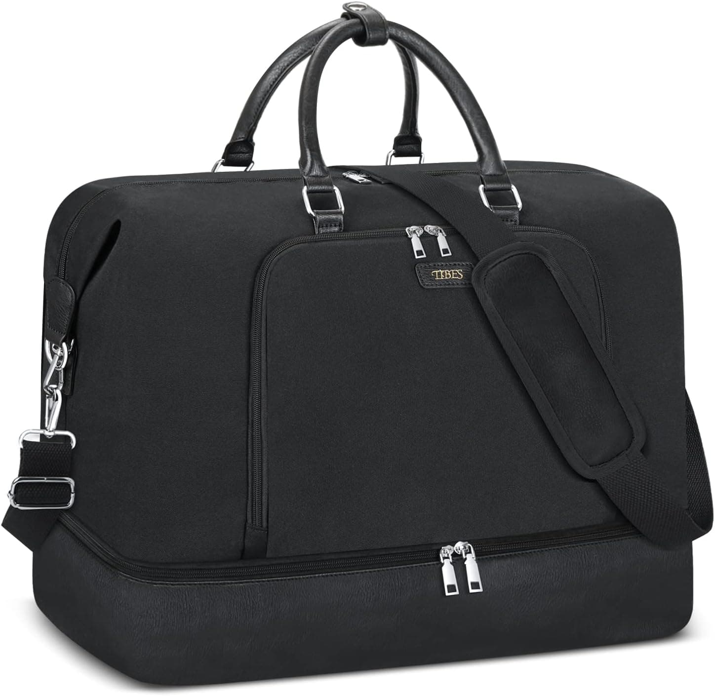 Travel Weekender Bag for Women, 900D Water-Resistant Nylon Overnight Duffel with Shoe Compartment