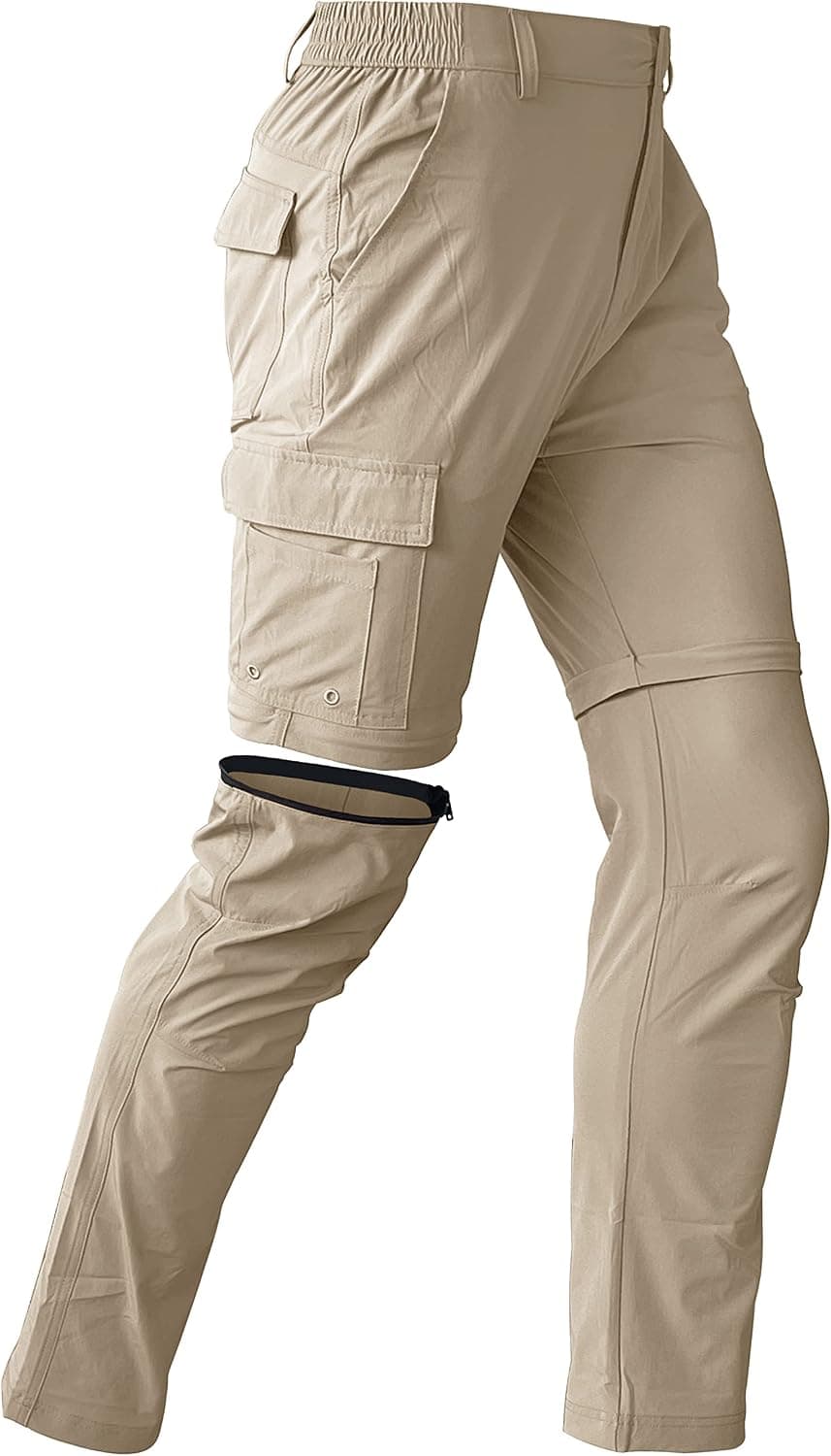 Mens Hiking Convertible Pants Waterproof Lightweight Quick Dry Zip Off Fishing Travel Safari Outdoor Cargo
