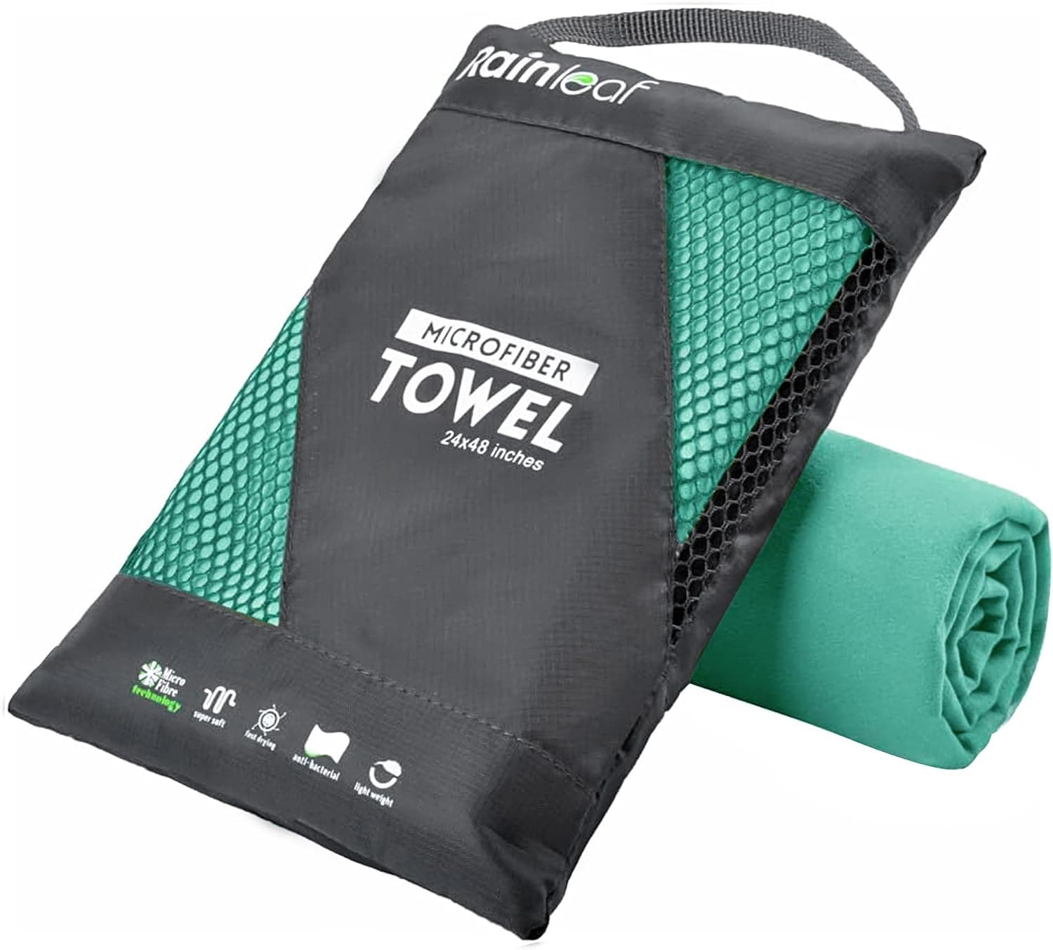 Rainleaf Microfiber Towel Quick Dry Camping Travel Gym Towel, Apple Green, 60 x 30 in