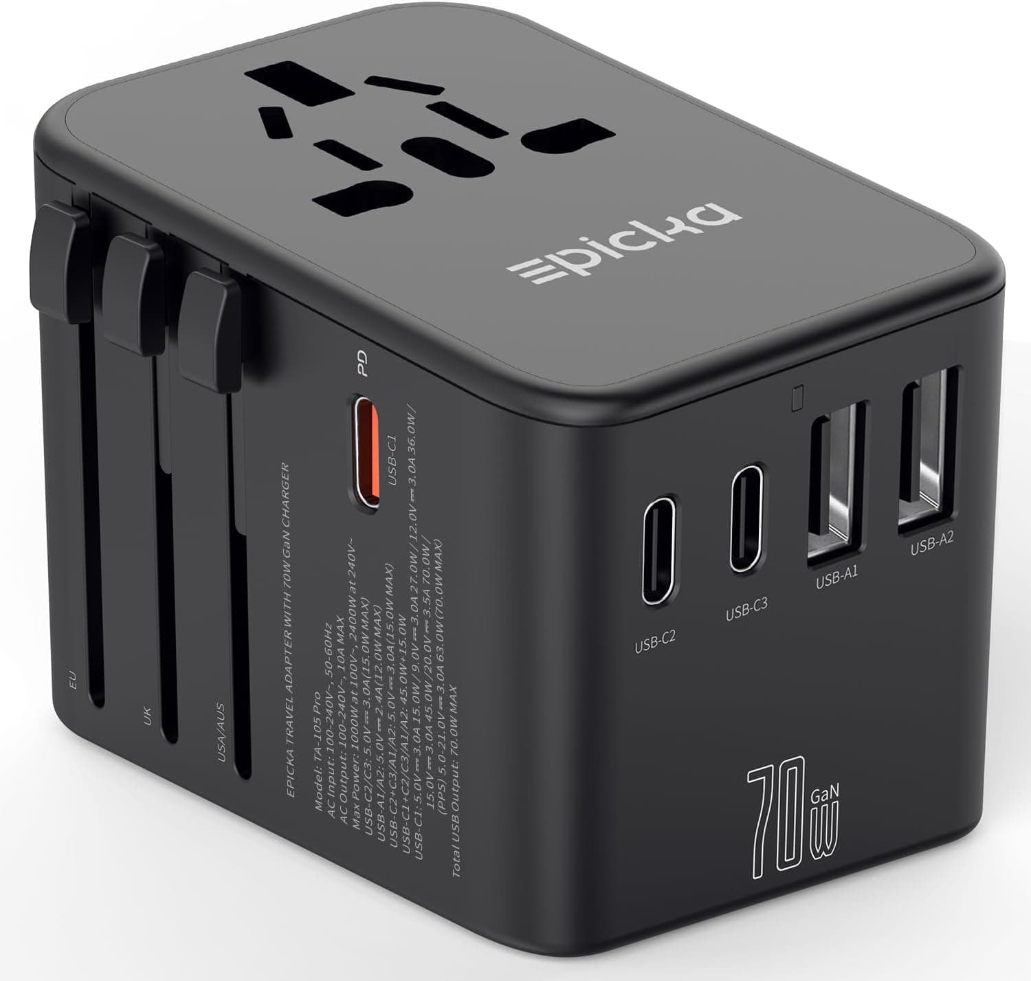 EPICKA Universal Travel Adapter GaN 70W (TA-105 Pro)