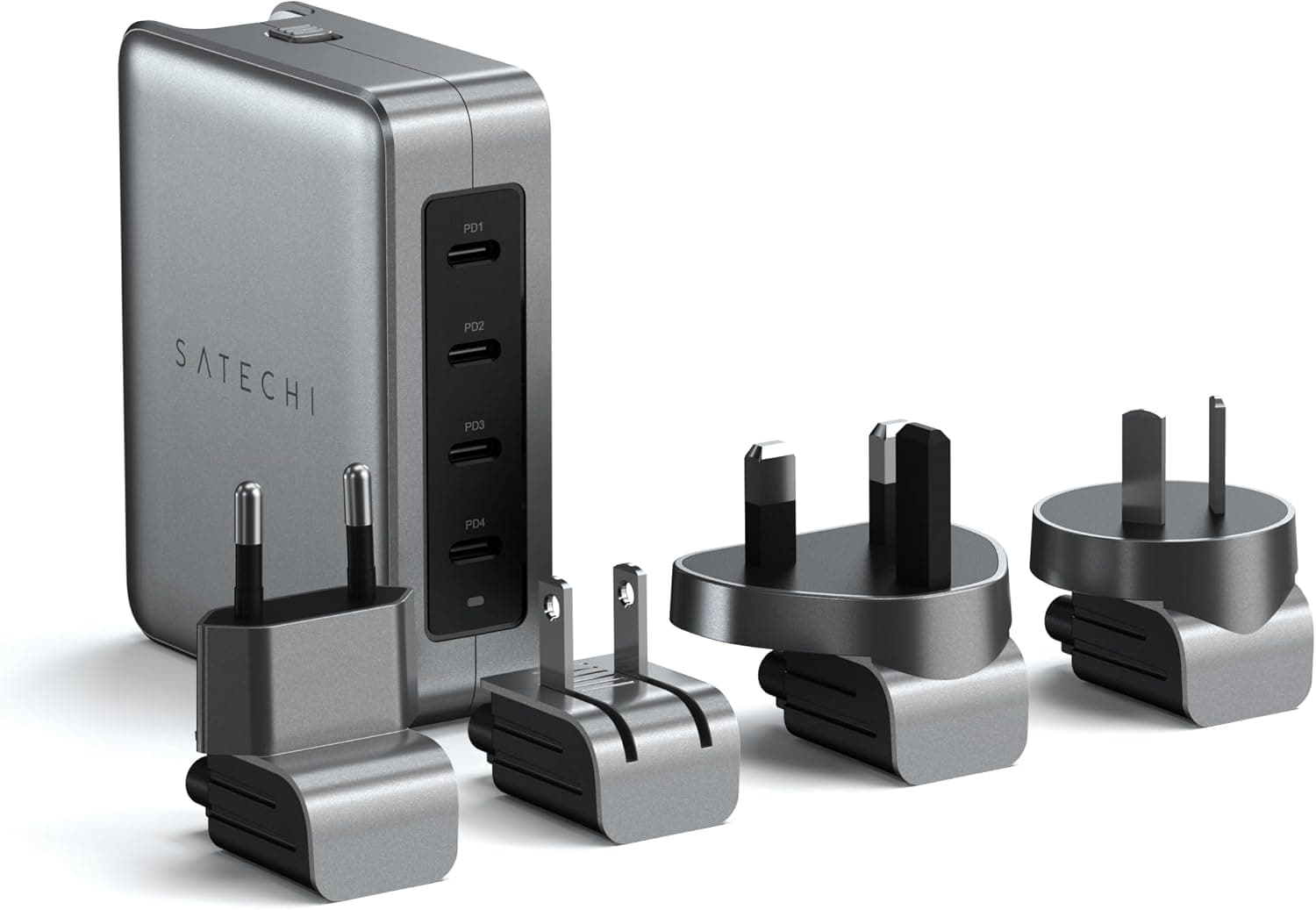 Satechi 145W GaN Travel Charger, 4-Port GaN USB C Charger, 2 USB-C PD 3.1, Fast Charging Travel Station
