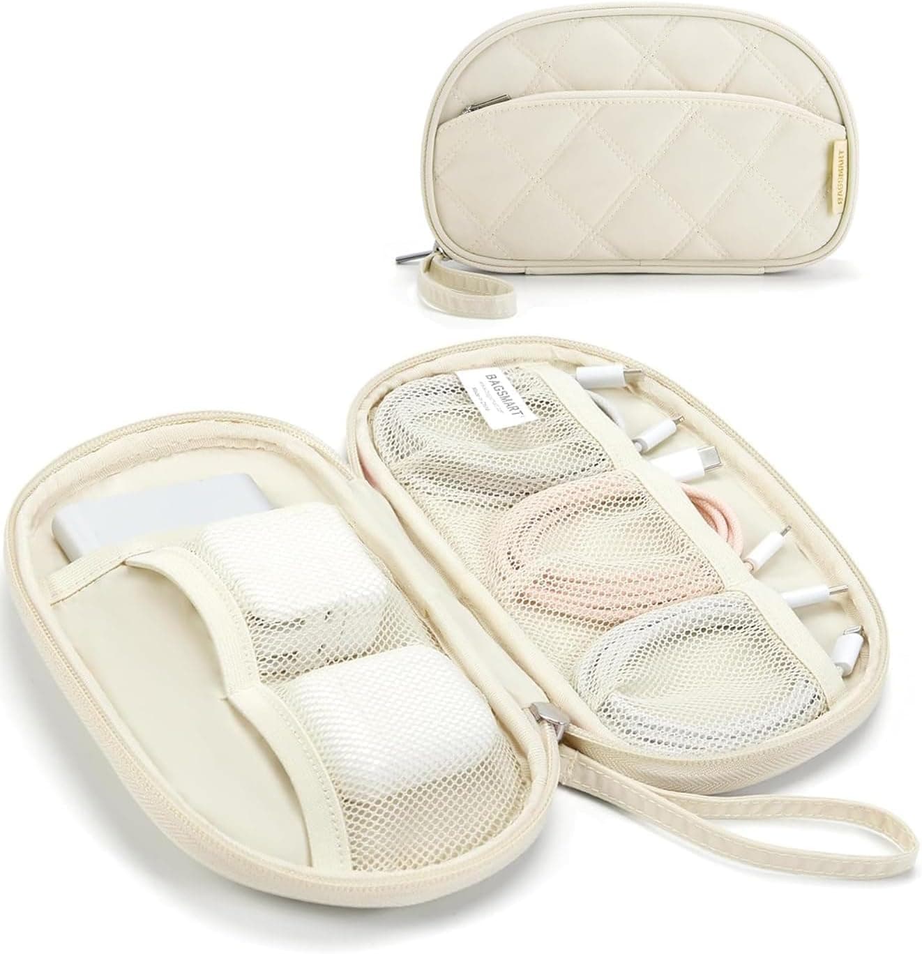 BAGSMART Cord Organizer Travel Cable Bag (Beige)