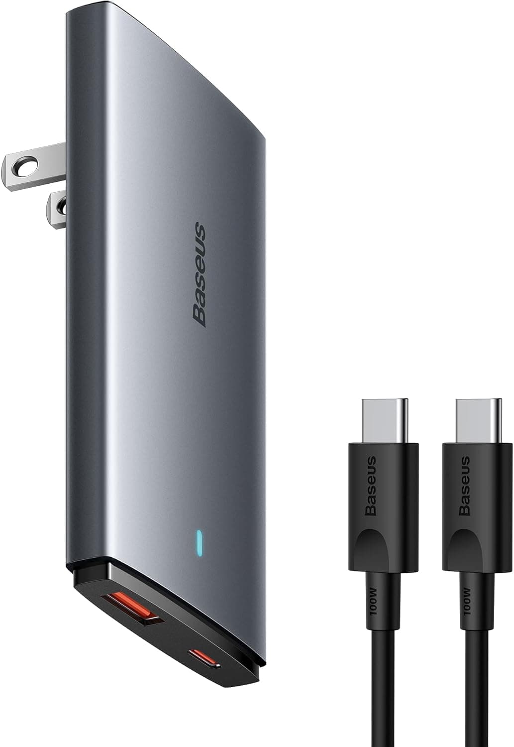 Baseus 65W Flat Wall Charger 2-Port Ultra-Slim GaN