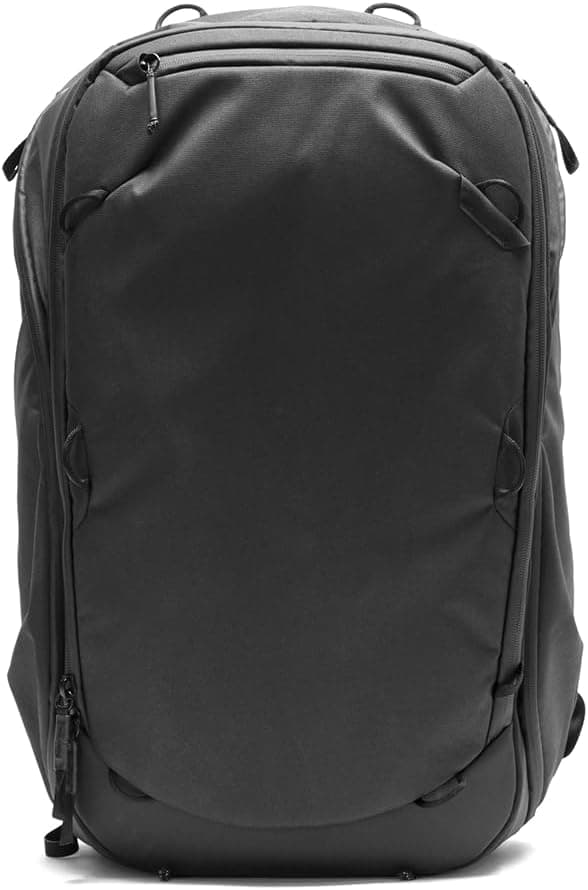 Peak Design Travel Backpack 45L, Black, Expandable 35-45L Design, Rear and Top Access, Weatherp