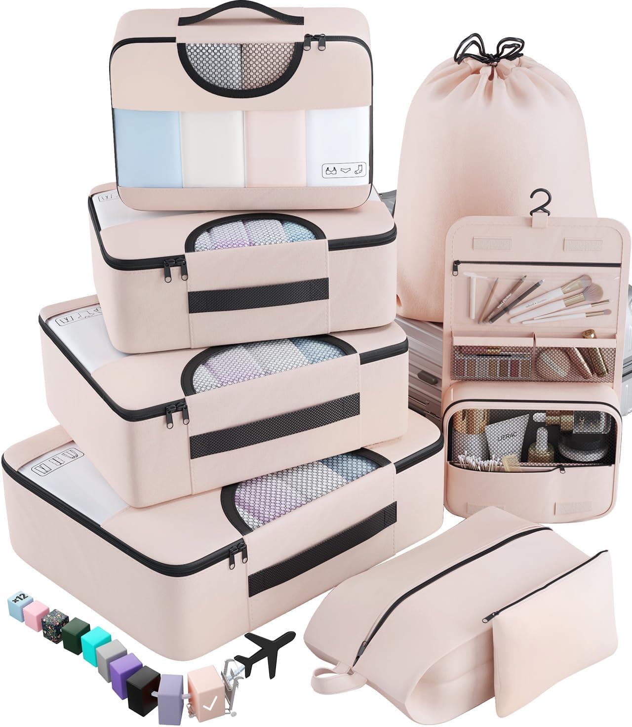 Veken 8 Set Packing Cubes with Laundry Bag
