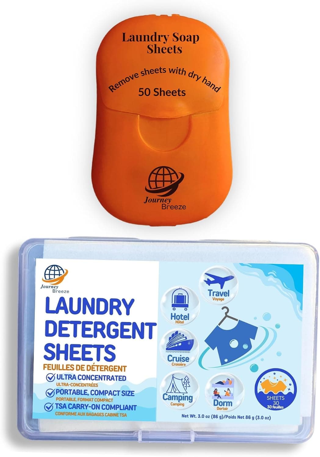 Travel Laundry Detergent Sheets 50 Hand + 30 Machine Wash