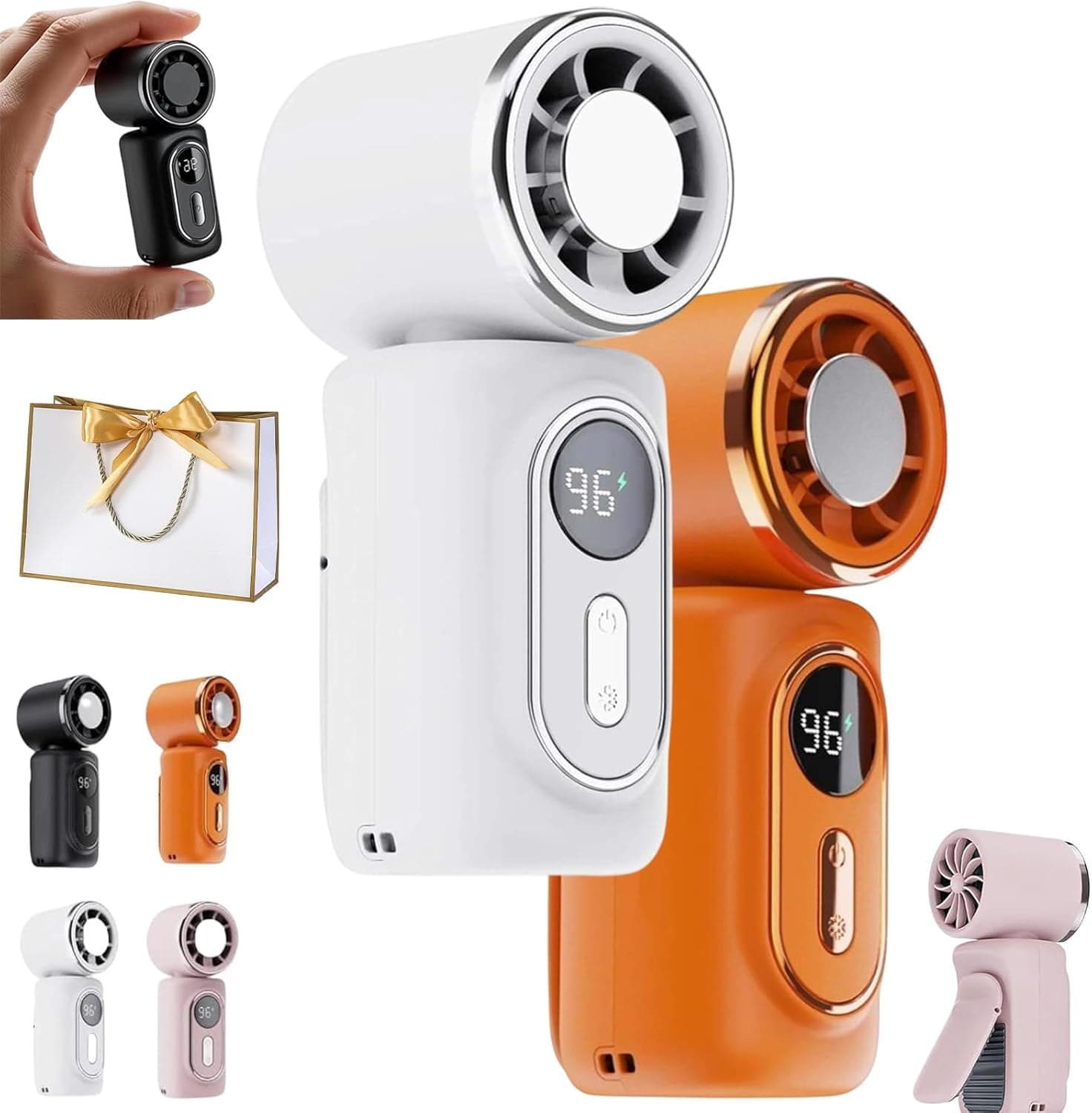 Mini Portable Handheld Clip Fan, 3-in-1 Rechargeable Mini Clip on Fan 3000mAh Battery, 5 Speeds, 180° Adjustable Airflow, USB for Desk Travel Camping Office