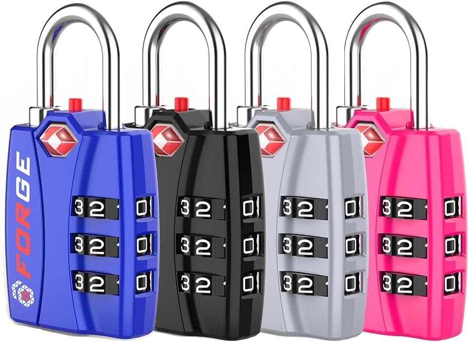 Forge TSA-Approved Luggage Locks (4-Pack, Open Alert)