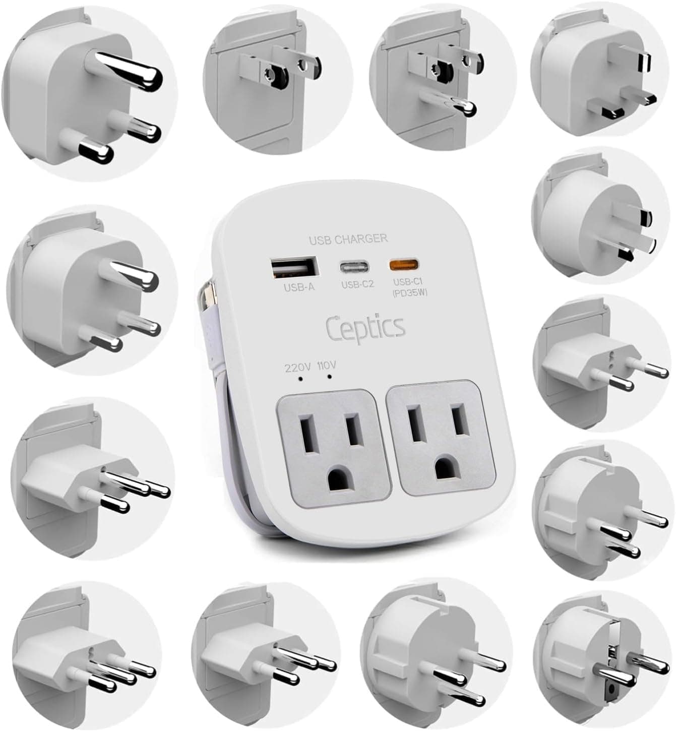 Ceptics 35W World Travel Adapter Kit (USB-C PD)