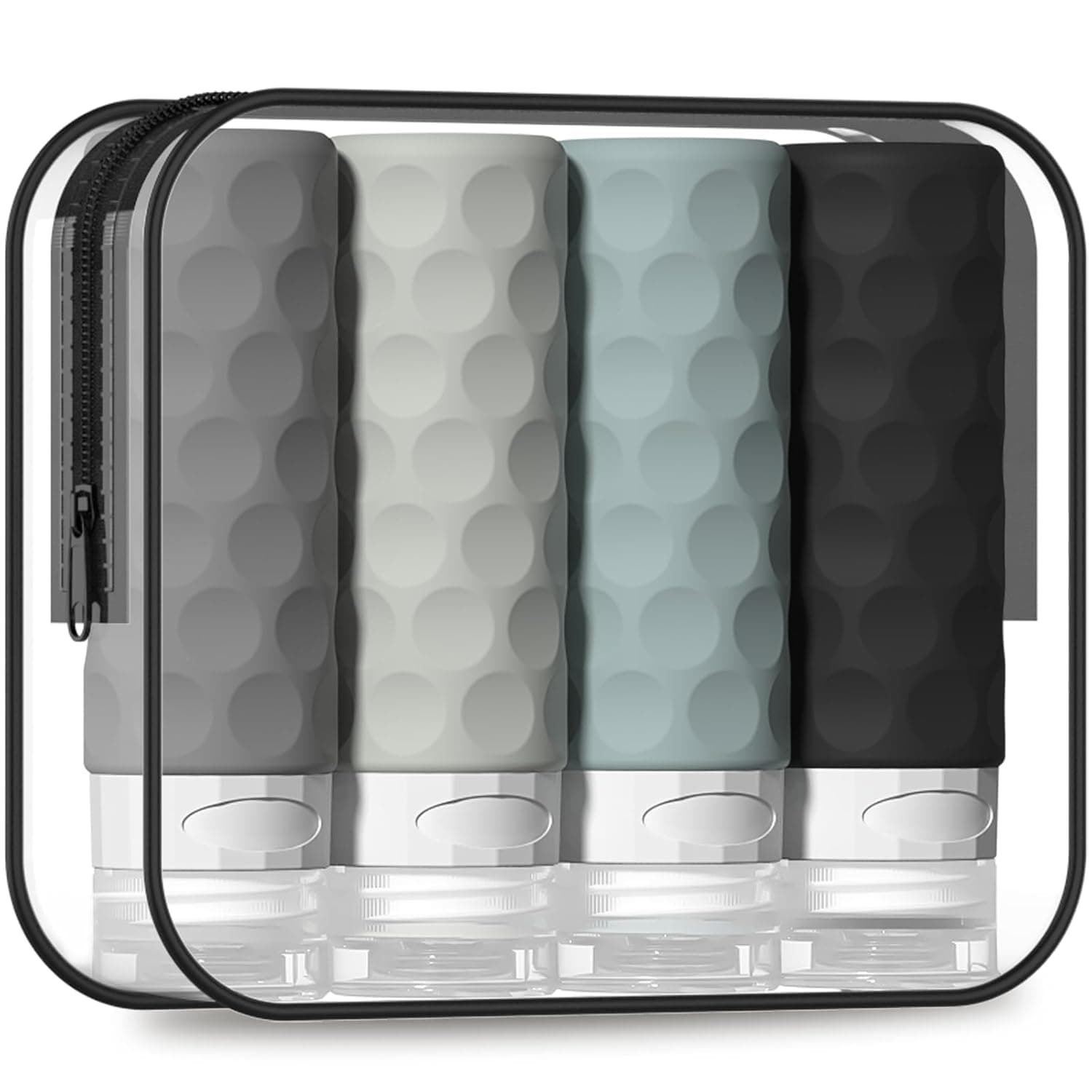 Silevoler 4-Pack Silicone Travel Bottles with Toiletry Bag (3 oz)