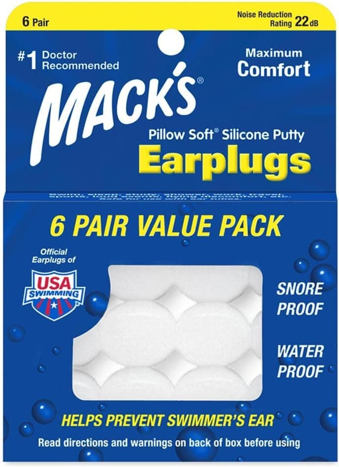 Mack's Pillow Soft Silicone Moldable Earplugs 6 Pair