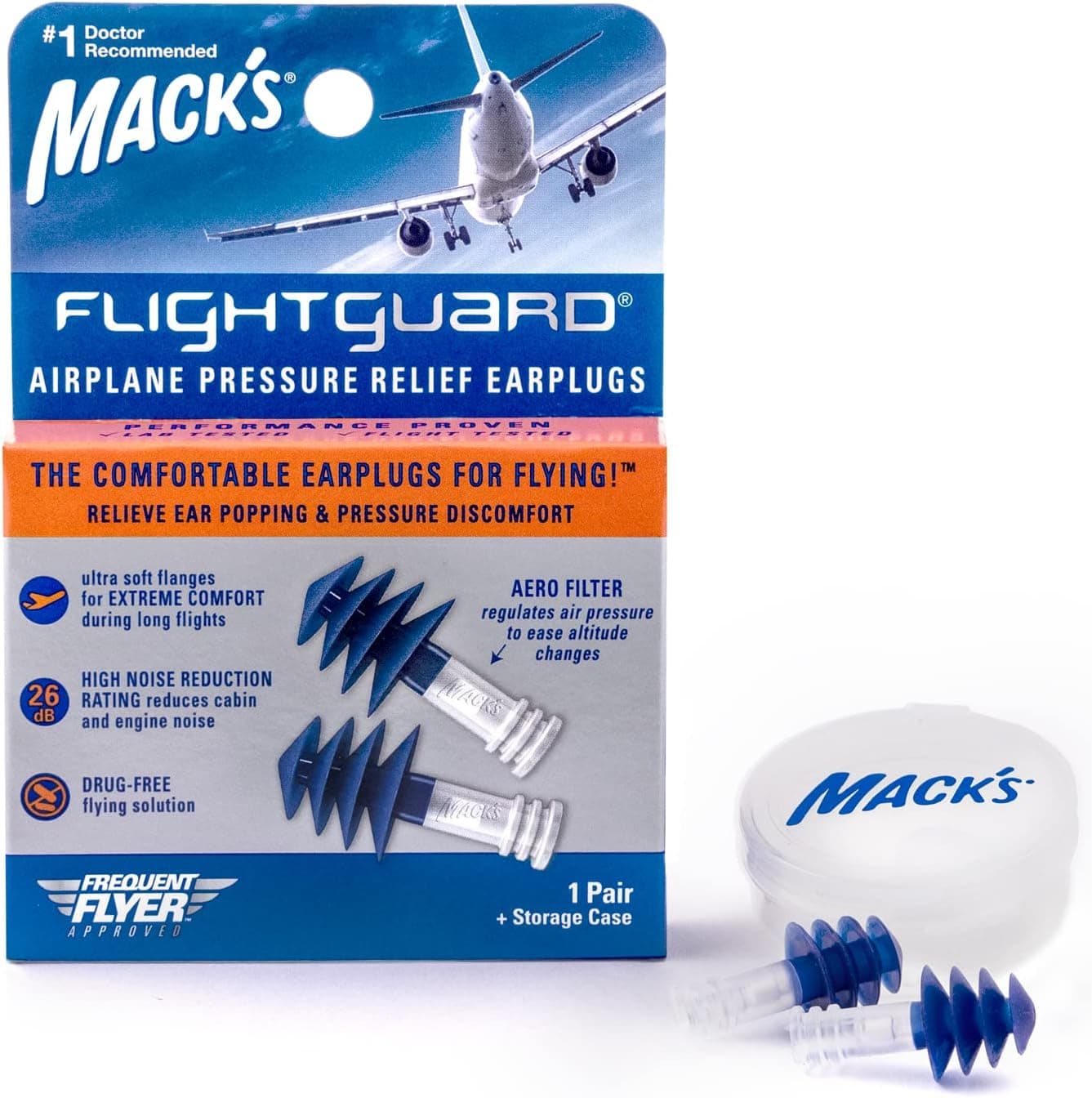 Mack's Flightguard Airplane Pressure Relief Earplugs