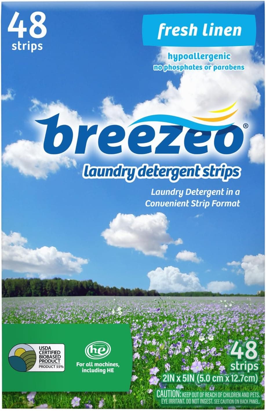 Breezeo Laundry Detergent Strips 48 Count