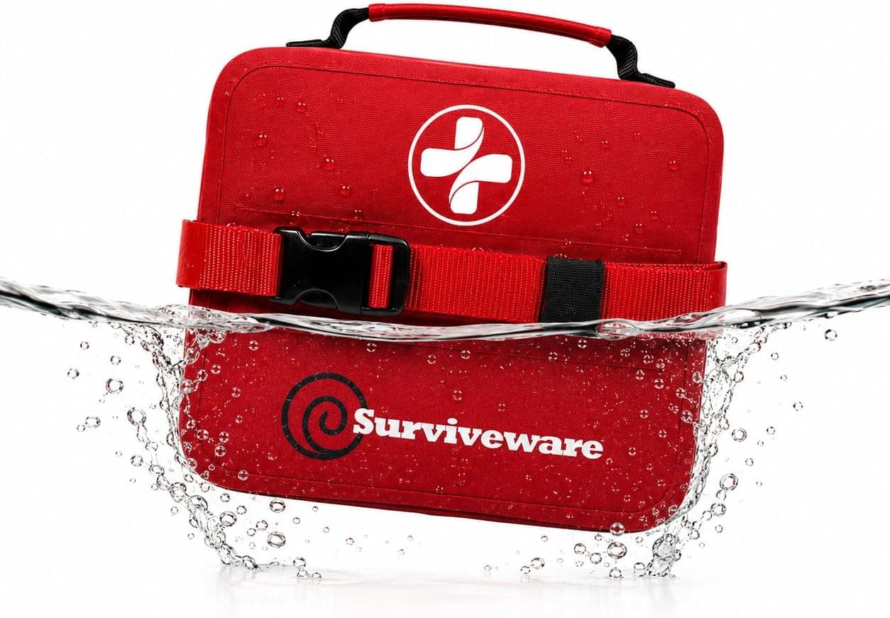 Surviveware Small Waterproof Premium First Aid Kit (184 Pcs) for Travel, Camping, Home and Outd