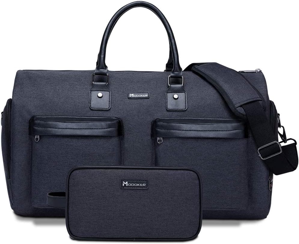 Modoker Convertible Garment Bag with Toiletry Bag, Carry On Garment Duffel Bag for Men Women Tr