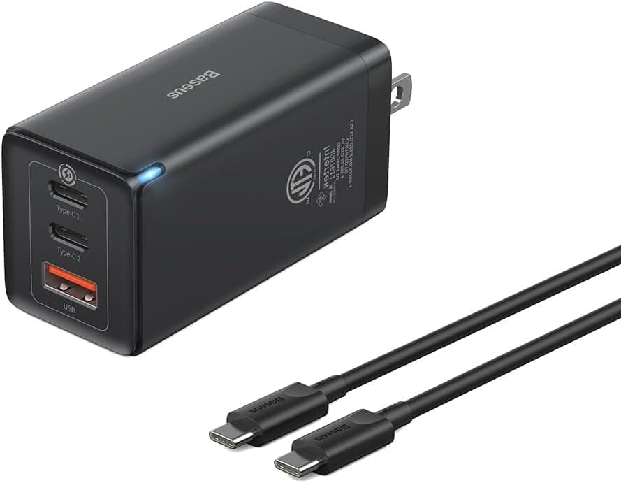 Baseus 65W USB-C Wall Charger 3-Port Foldable GaN
